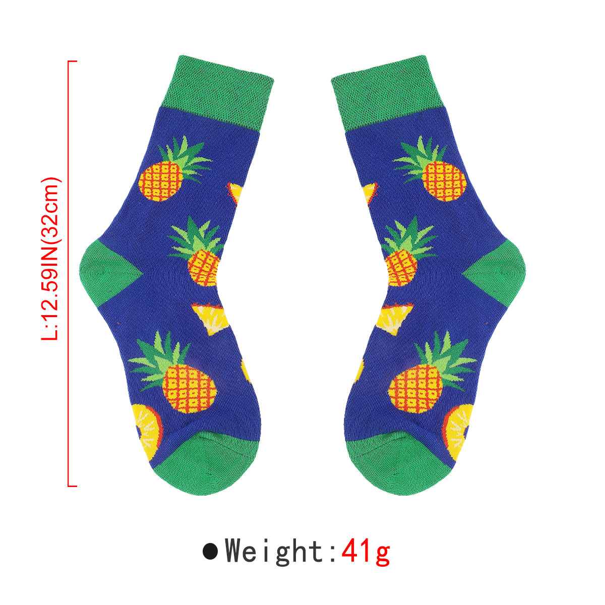 G0124 Rainbow Cloud Pineapples Shaped Crew Socks