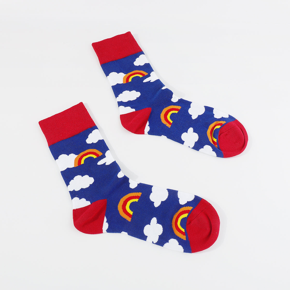 G0124 Rainbow Cloud Pineapples Shaped Crew Socks