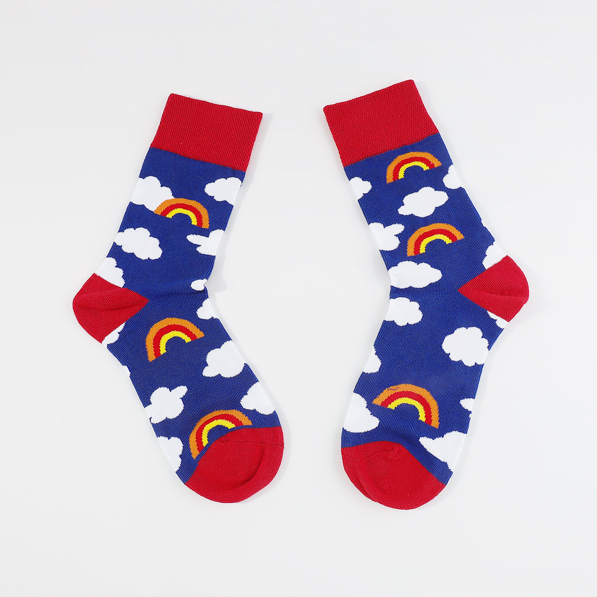G0124 Rainbow Cloud Pineapples Shaped Crew Socks