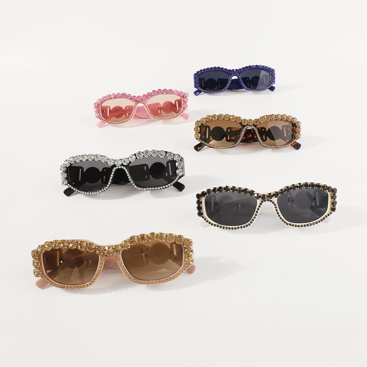GL023 Retro Oval Rhinestone UV Sunglasses