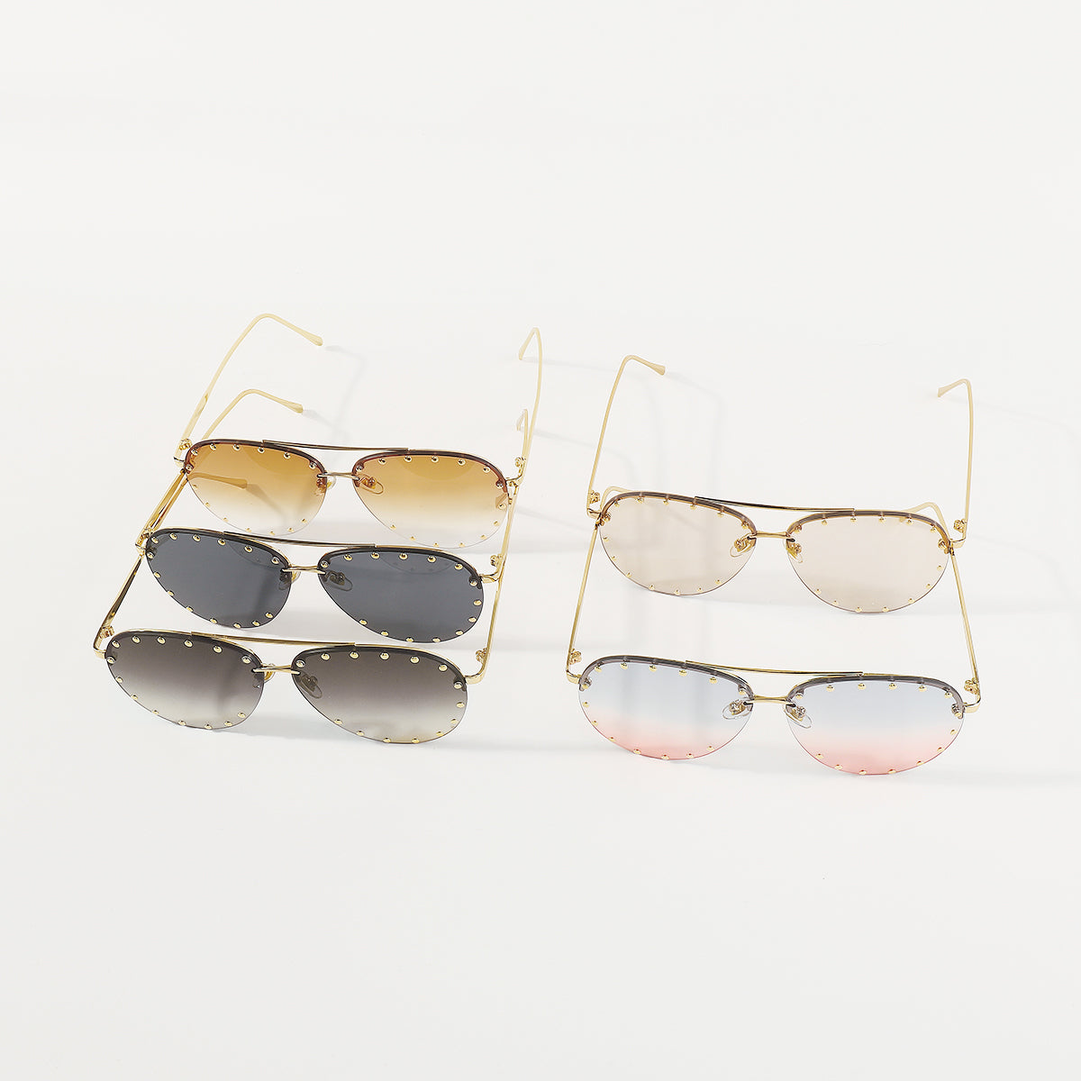 GL030 Rhinestone Trimmed Aviator Sunglasses