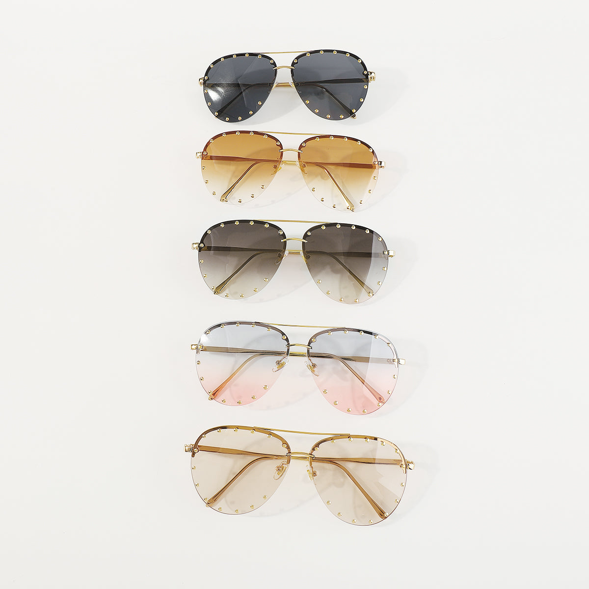 GL030 Rhinestone Trimmed Aviator Sunglasses
