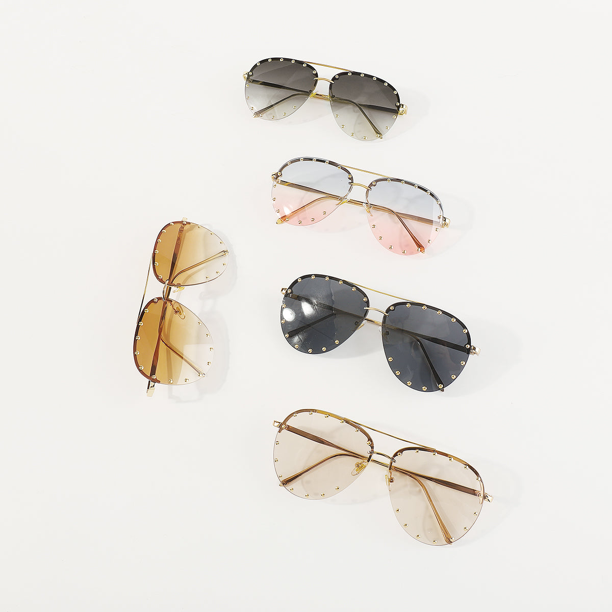 GL030 Rhinestone Trimmed Aviator Sunglasses