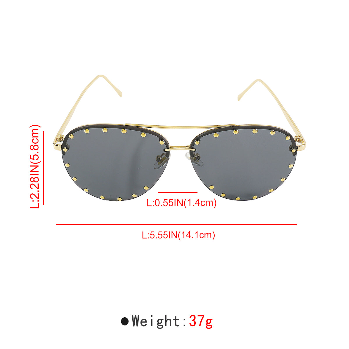 GL030 Rhinestone Trimmed Aviator Sunglasses