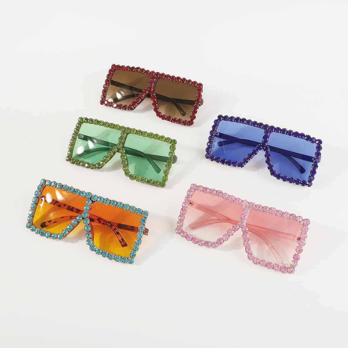 GL036 Bling Crystal Oversized Square Sunglasses