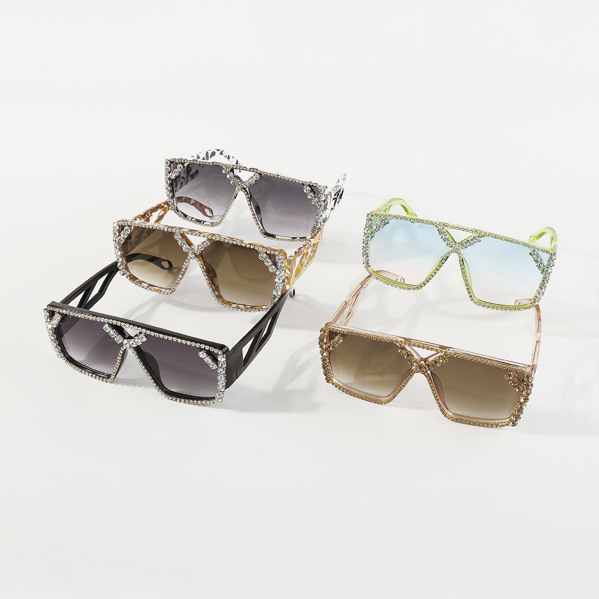 GL042 Crystal Oversized Square Sunglasses