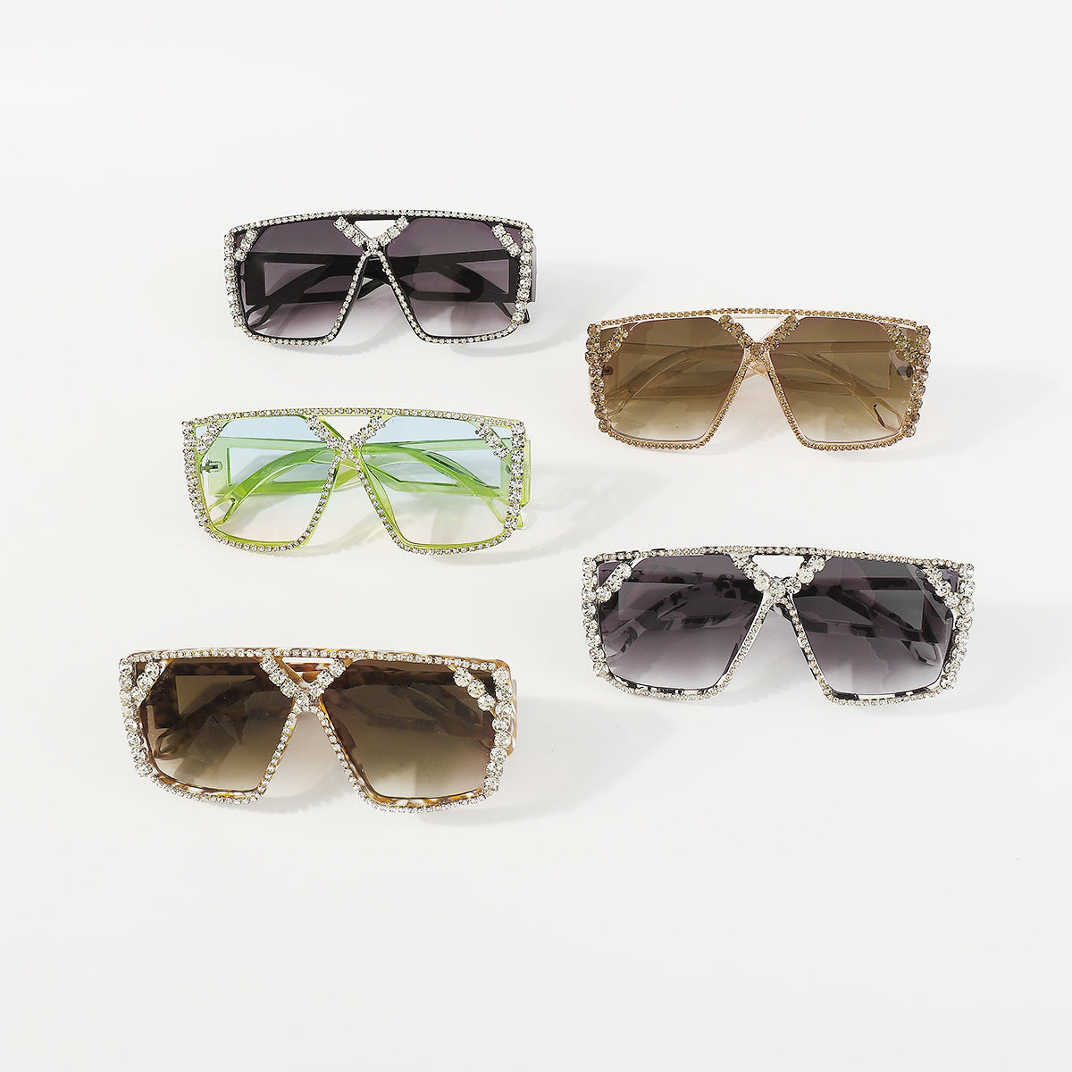 GL042 Crystal Oversized Square Sunglasses