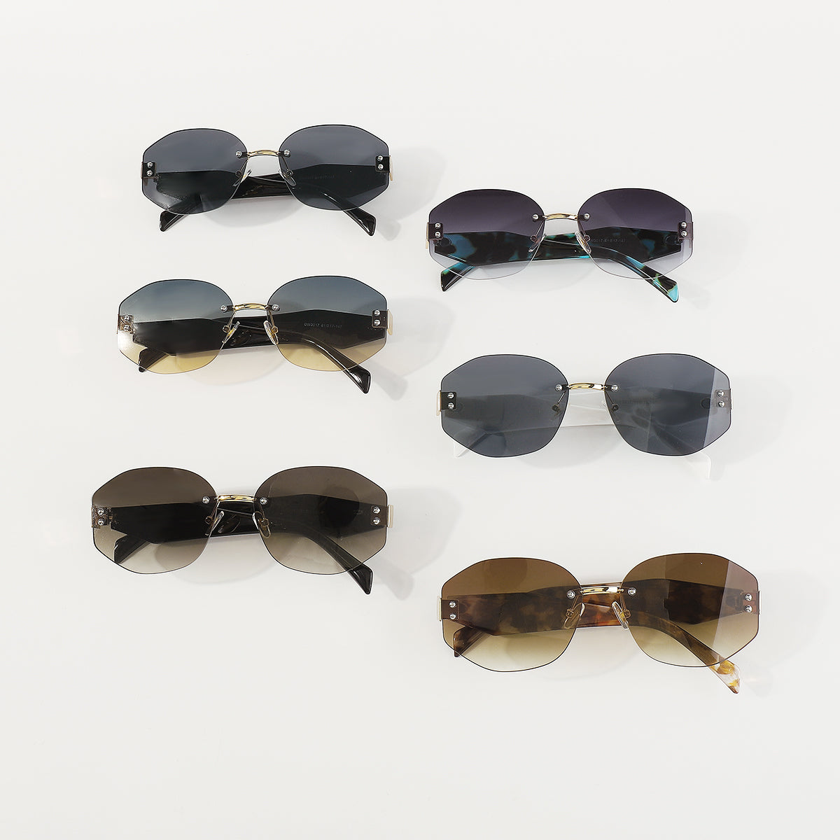 GL052 Frameless Ombre Nonagon Sunglasses