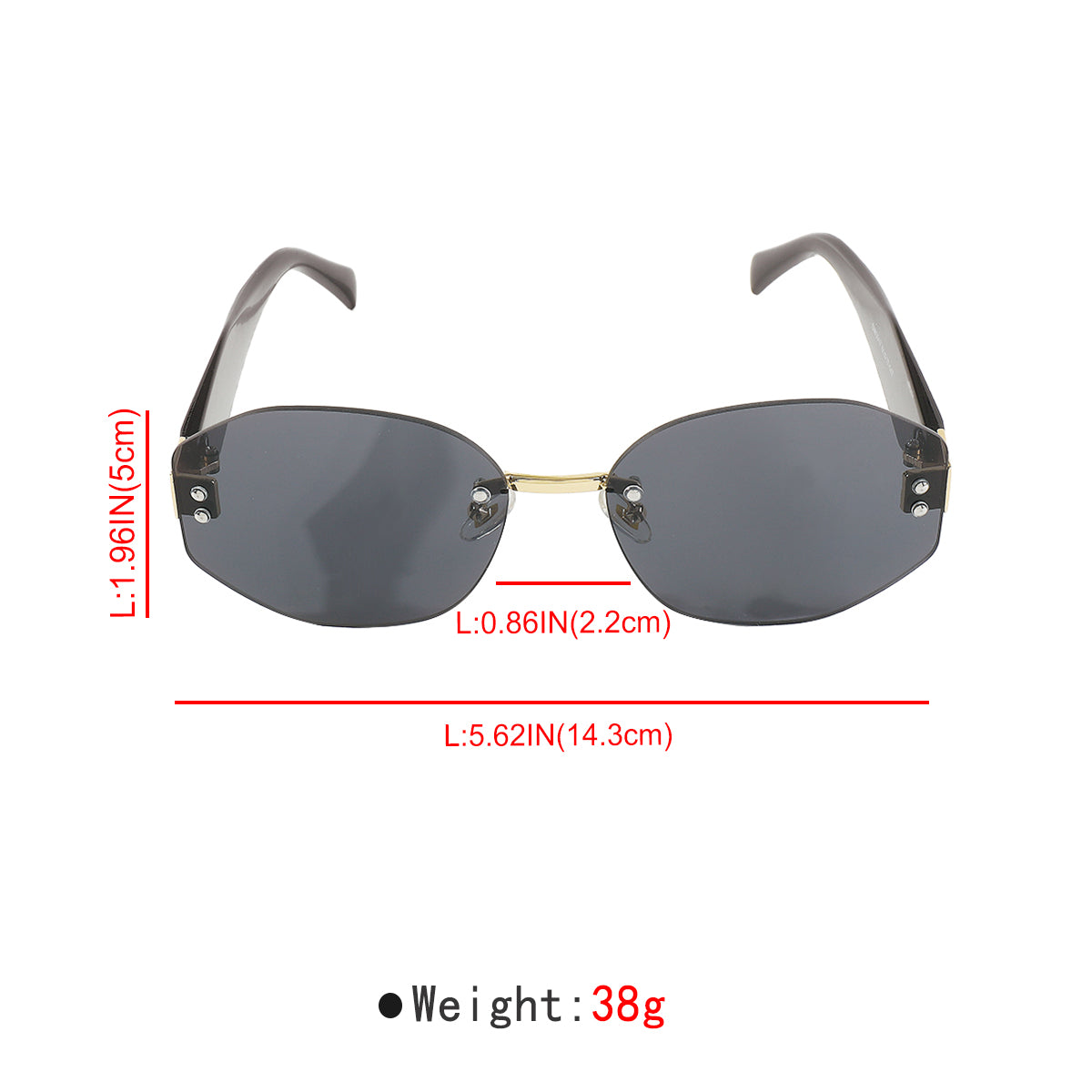GL052 Frameless Ombre Nonagon Sunglasses