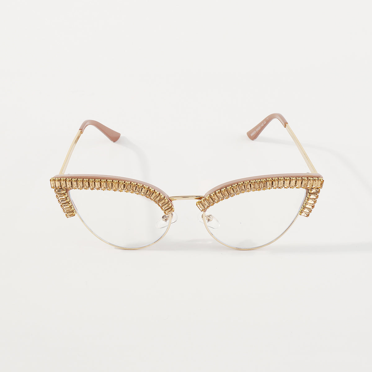GL075 Rainbow Rhinestone Anti Blue Light Cat Eye Glasses