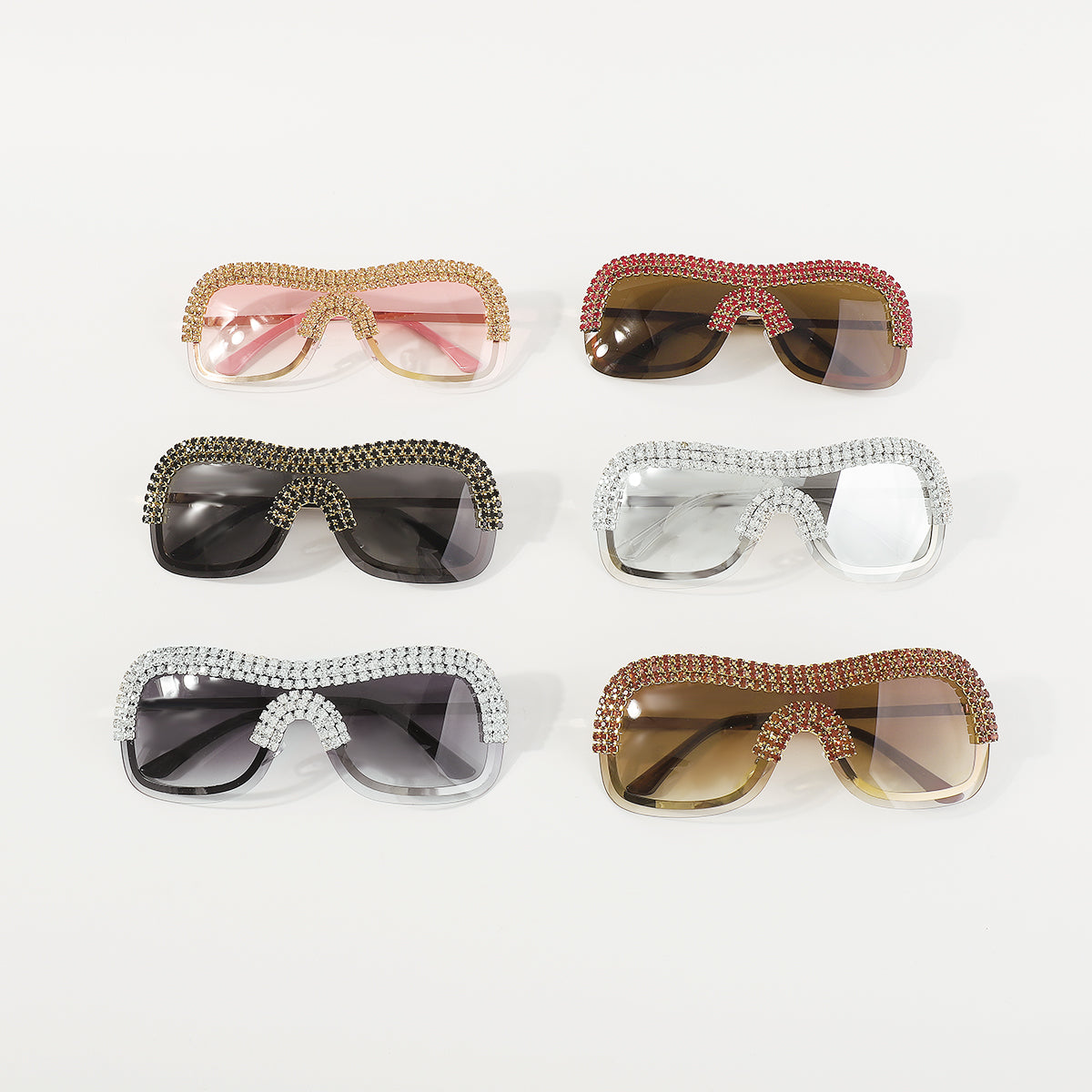 GL086 Bling Semi-Rimless Oversized Sunglasses