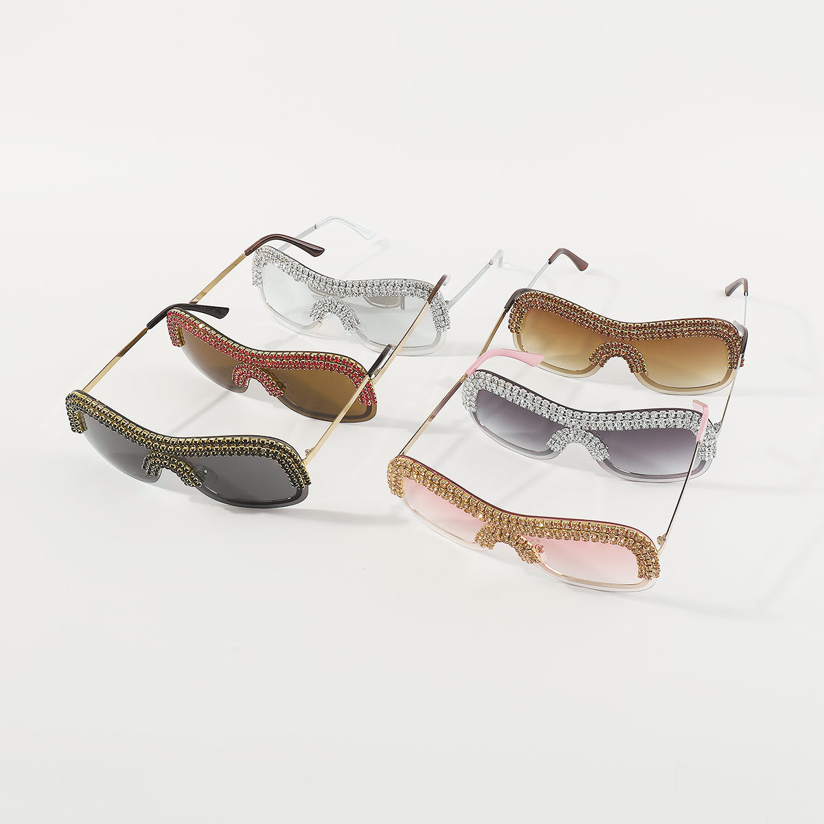 GL086 Bling Semi-Rimless Oversized Sunglasses
