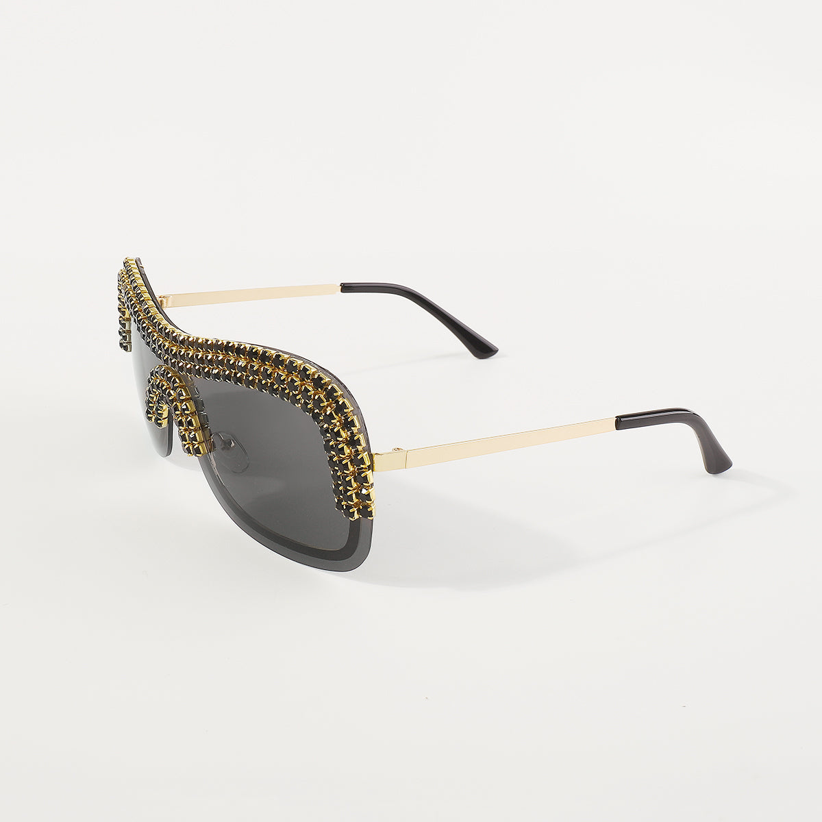 GL086 Bling Semi-Rimless Oversized Sunglasses