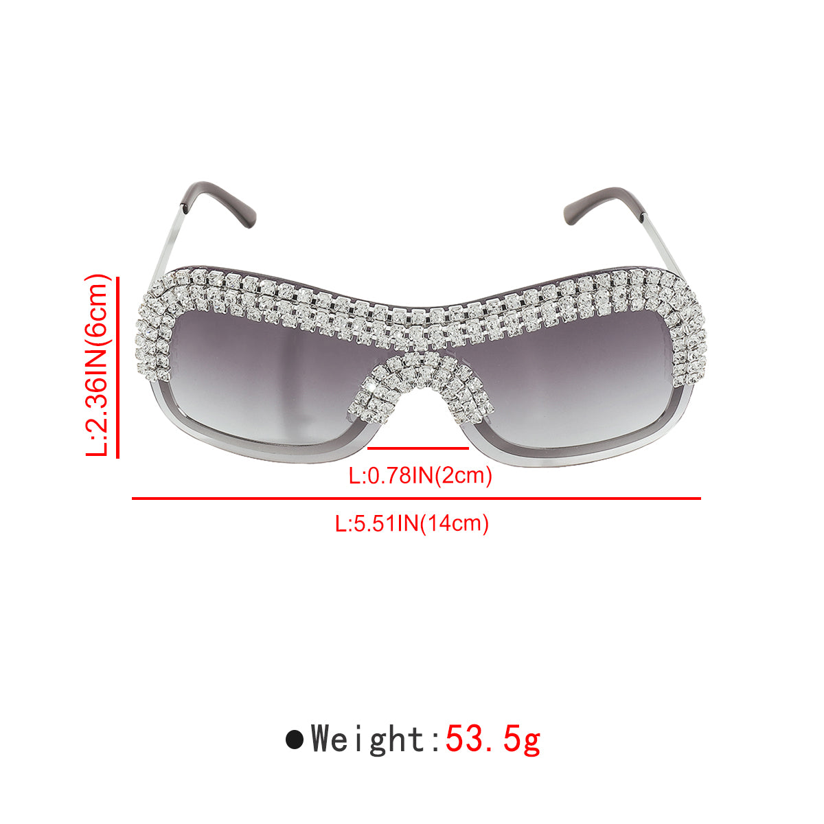 GL086 Bling Semi-Rimless Oversized Sunglasses