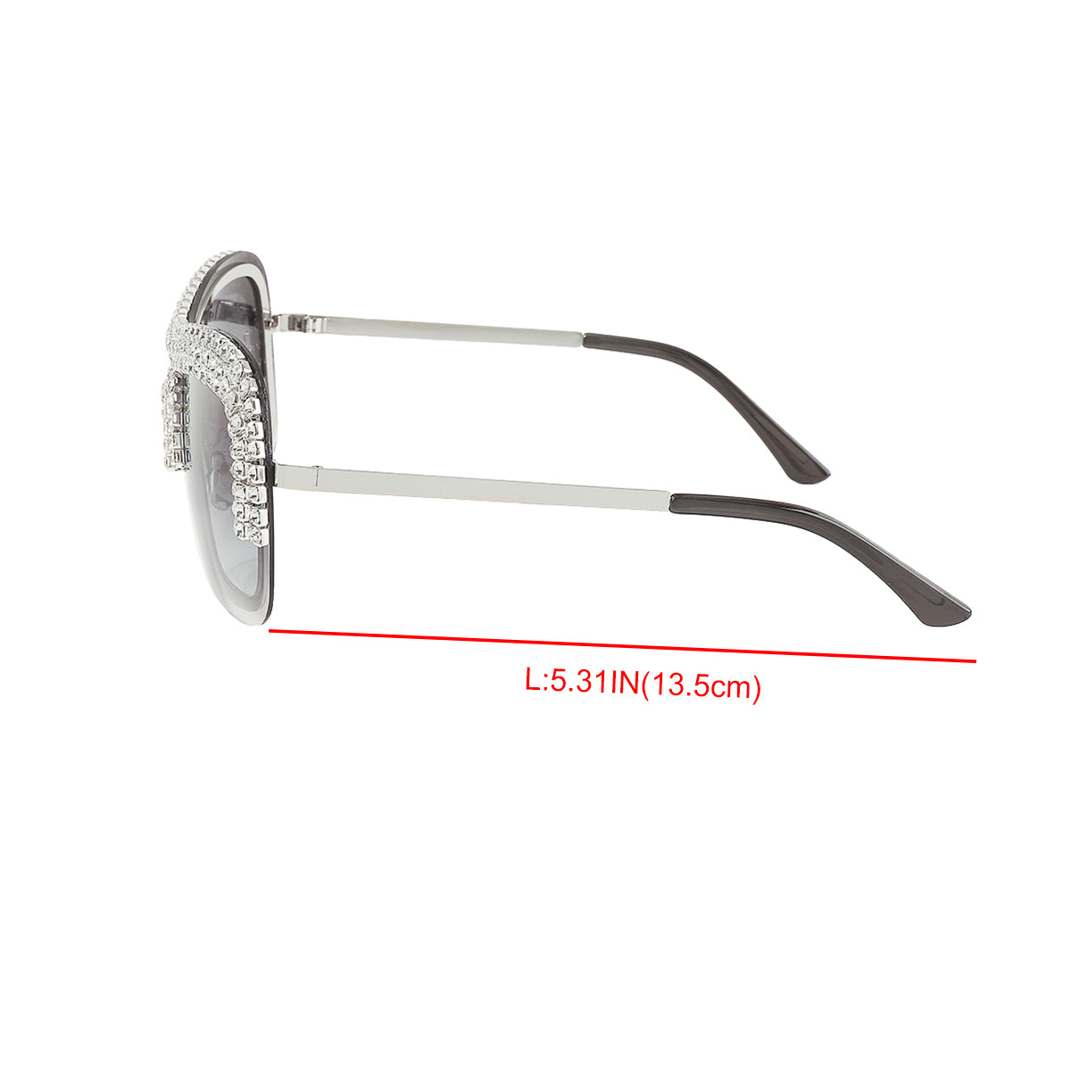 GL086 Bling Semi-Rimless Oversized Sunglasses