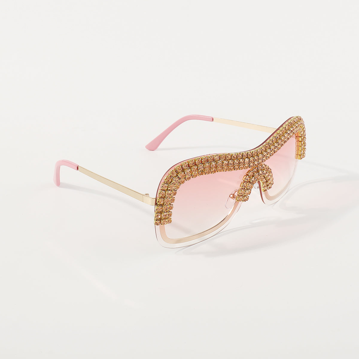 GL086 Bling Semi-Rimless Oversized Sunglasses