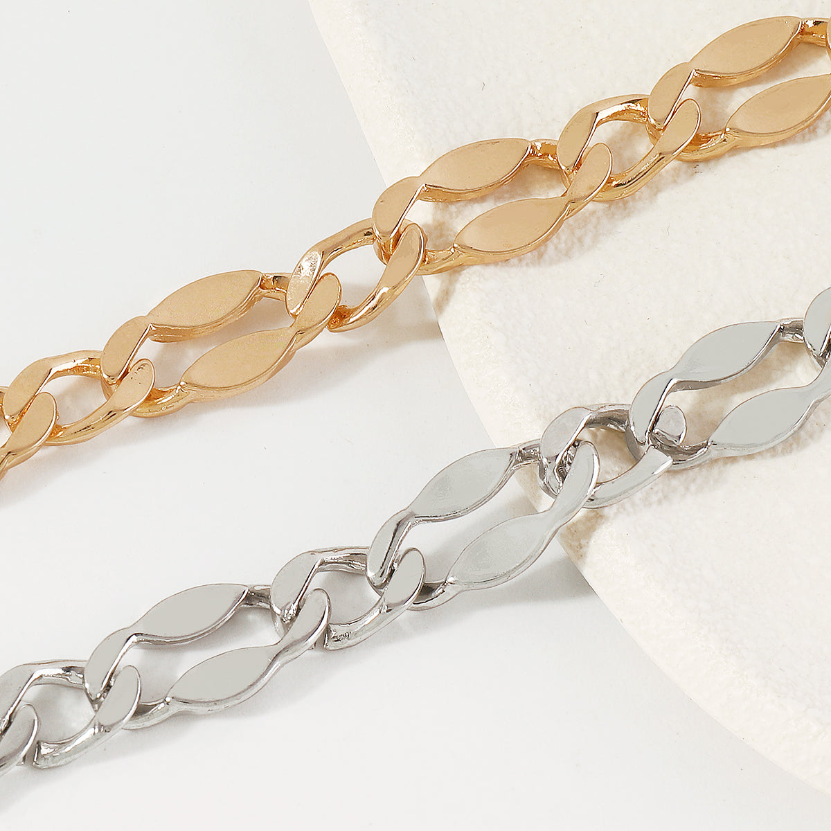 N10402 Gold Silver Oval Chain Necklace