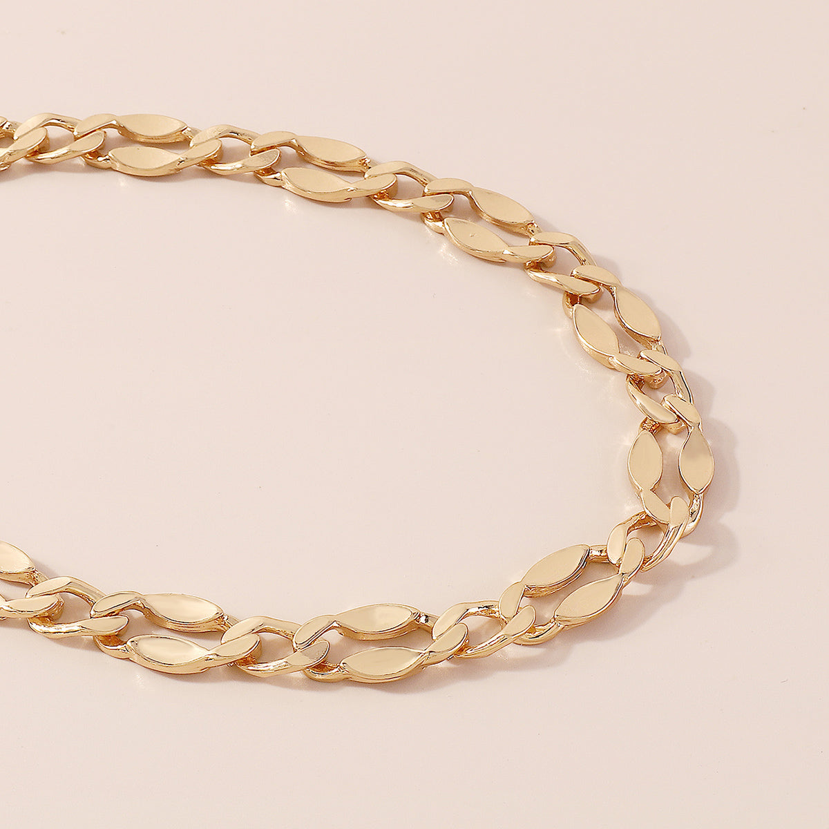 N10402 Gold Silver Oval Chain Necklace