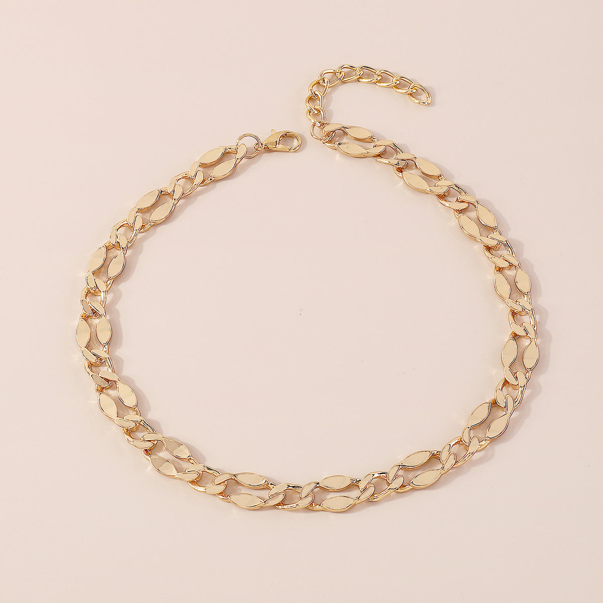 N10402 Gold Silver Oval Chain Necklace