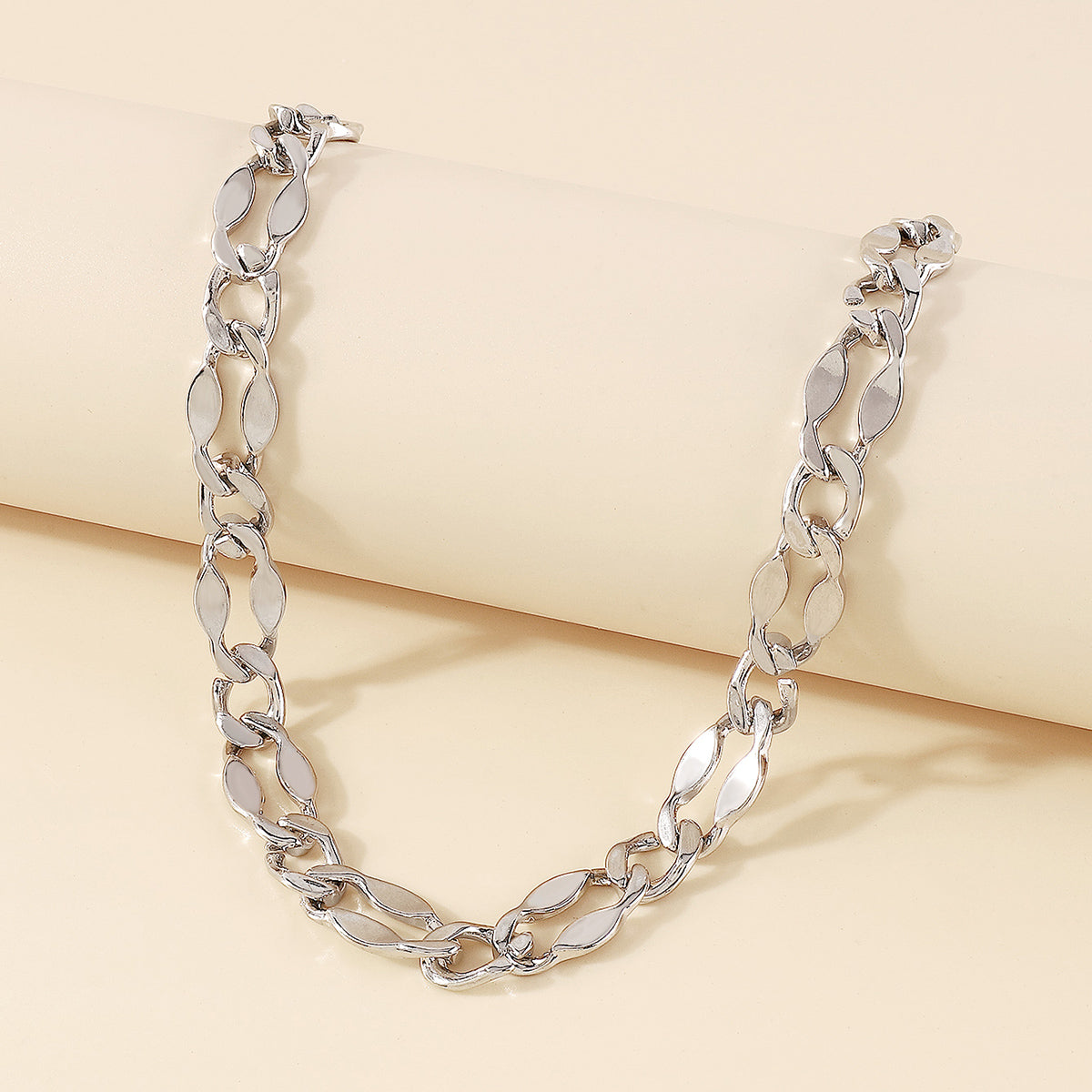 N10402 Gold Silver Oval Chain Necklace