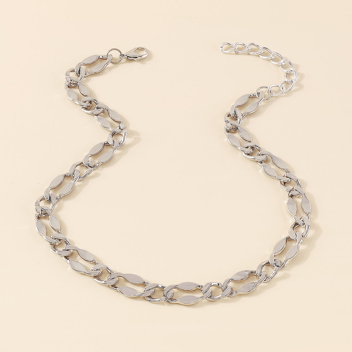 N10402 Gold Silver Oval Chain Necklace