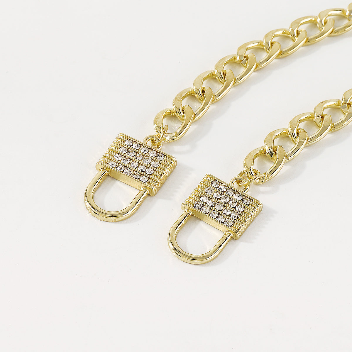 N10495 Rhinestone Padlock Choker Chain Necklace