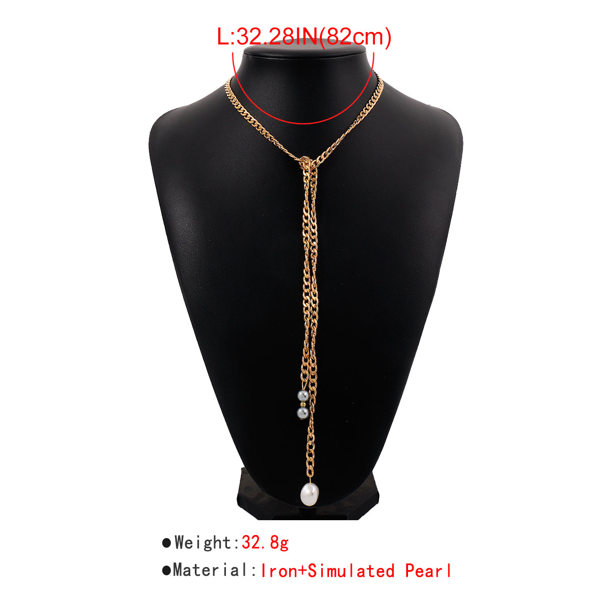 N10571 Long Tassel Chain Pearl Pendant Neclace
