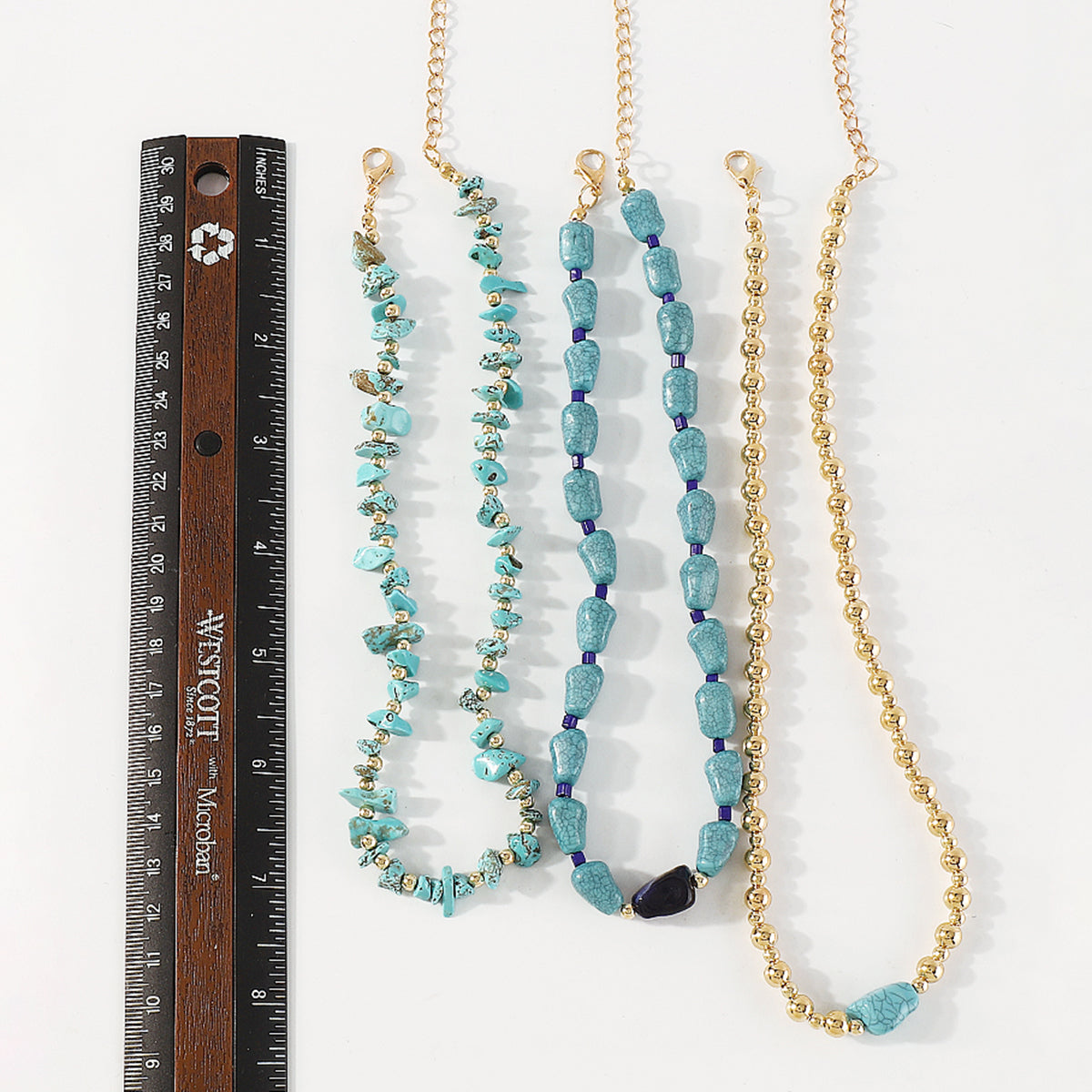 N10790H Layered Turquoise Beads Necklace Set