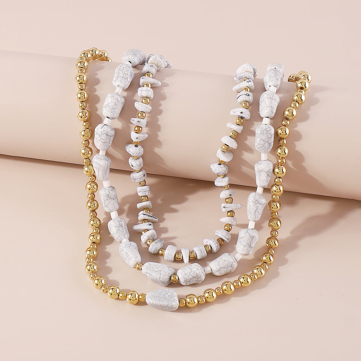 N10790H Layered Turquoise Beads Necklace Set