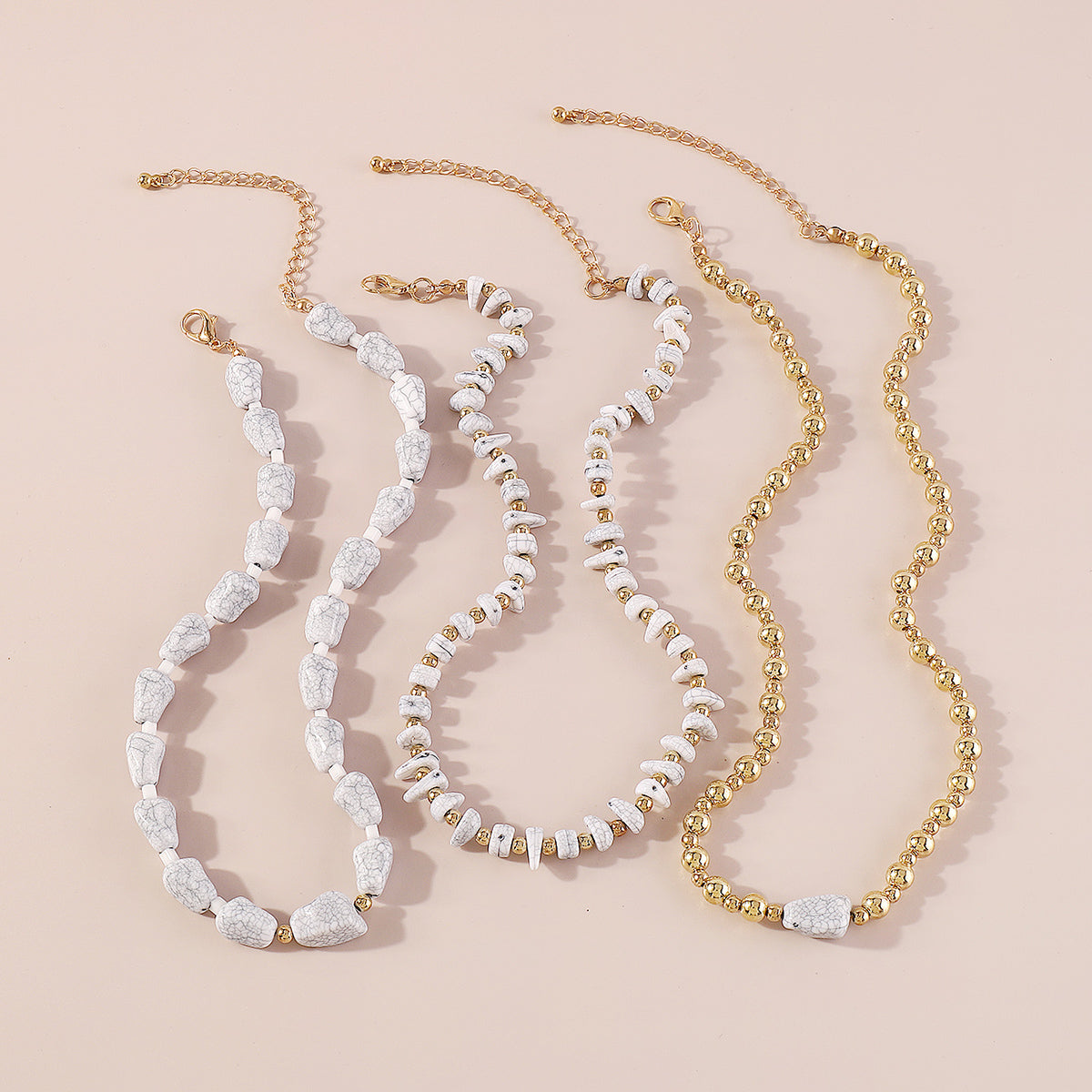 N10790H Layered Turquoise Beads Necklace Set