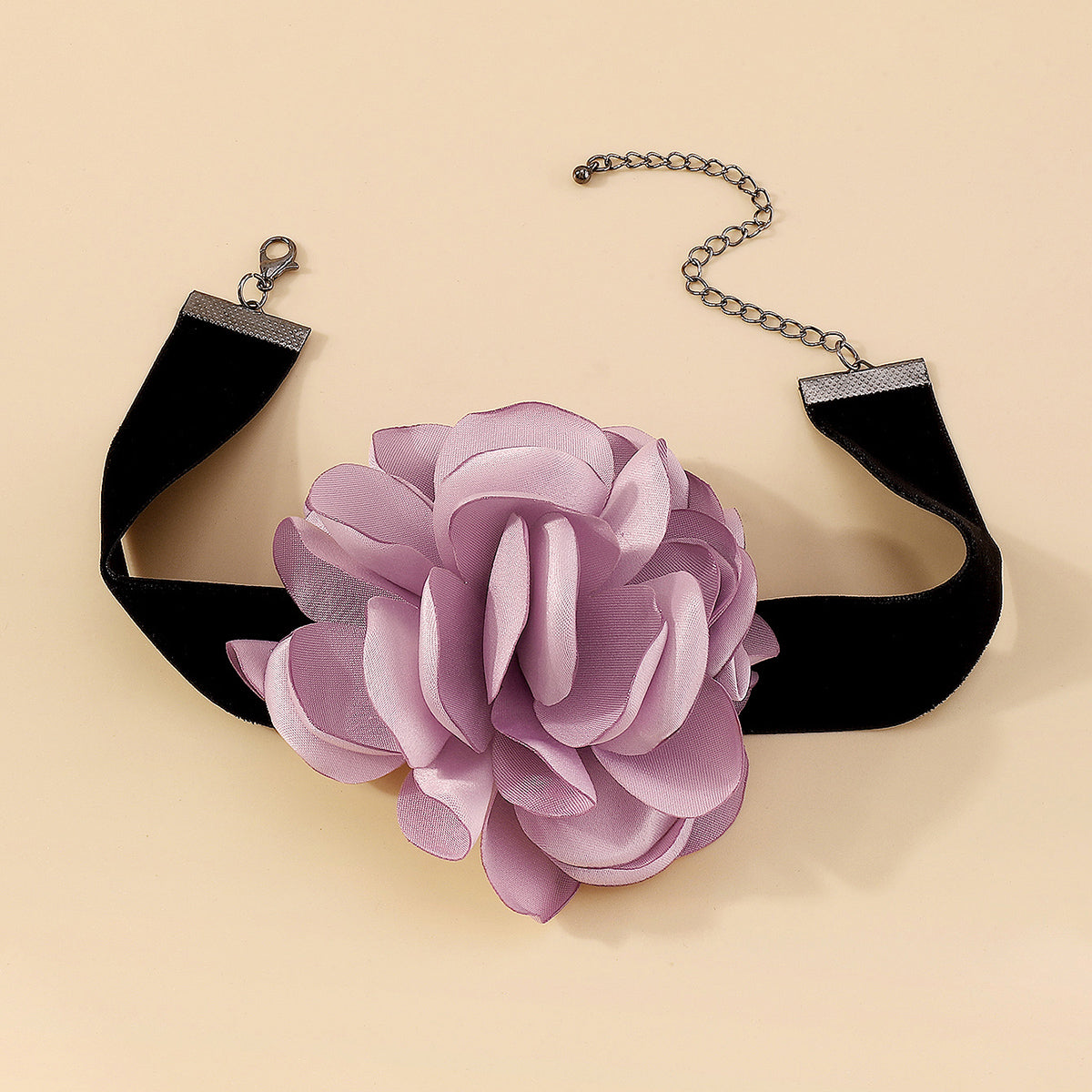 N10282 Retro Romantic Fabric Rose Flower Choker Necklace