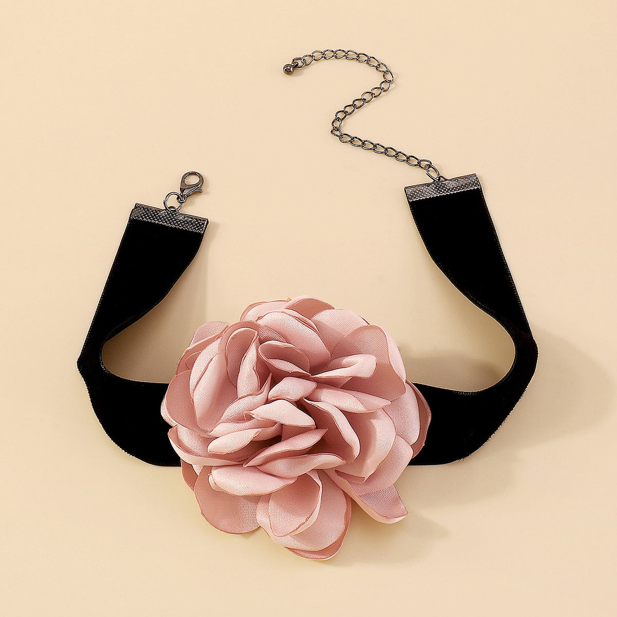 N10282 Retro Romantic Fabric Rose Flower Choker Necklace