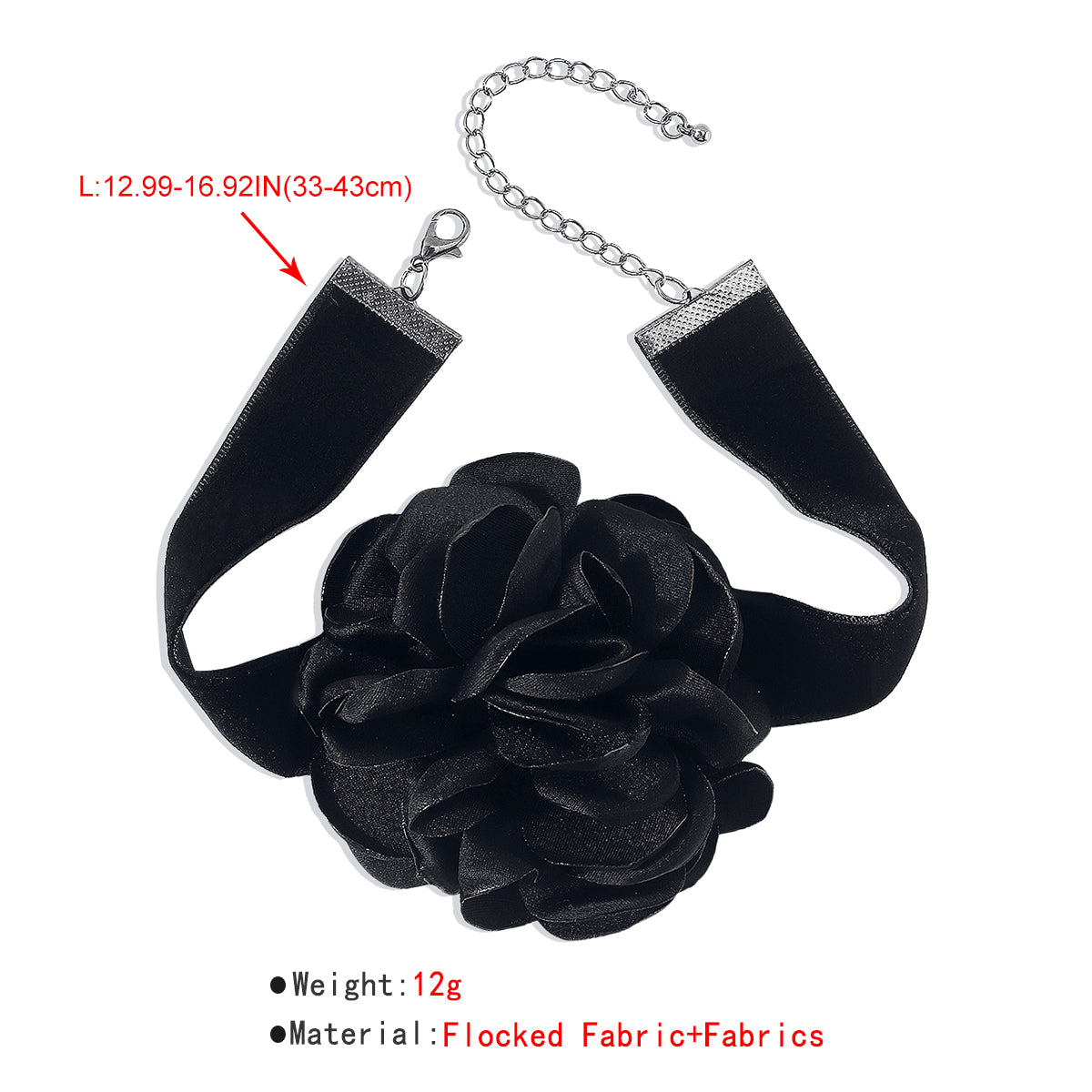 N10282 Retro Romantic Fabric Rose Flower Choker Necklace