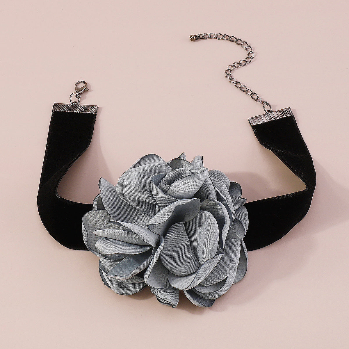N10282 Retro Romantic Fabric Rose Flower Choker Necklace