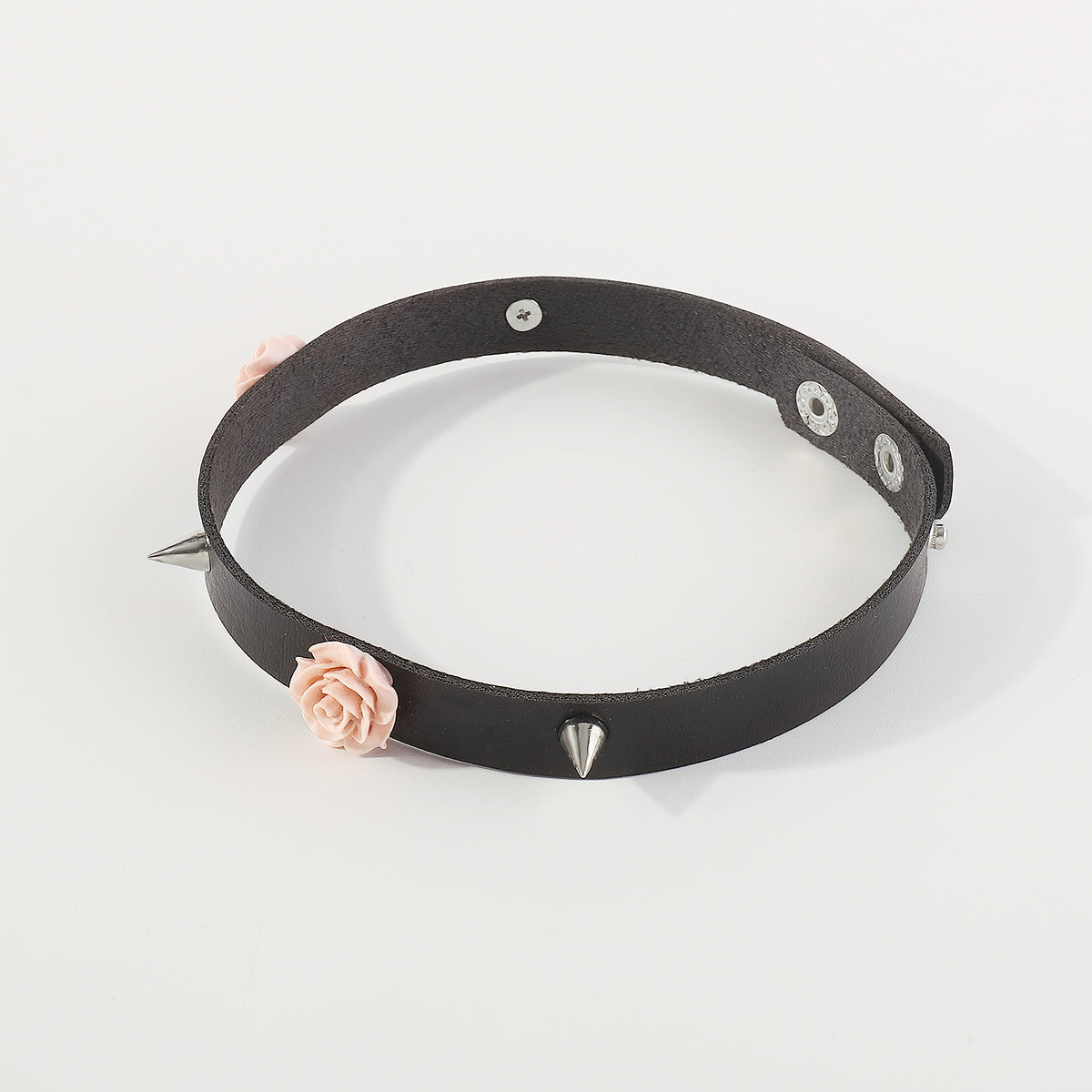 N11150 PU Leather With Resin Flower Choker Necklace