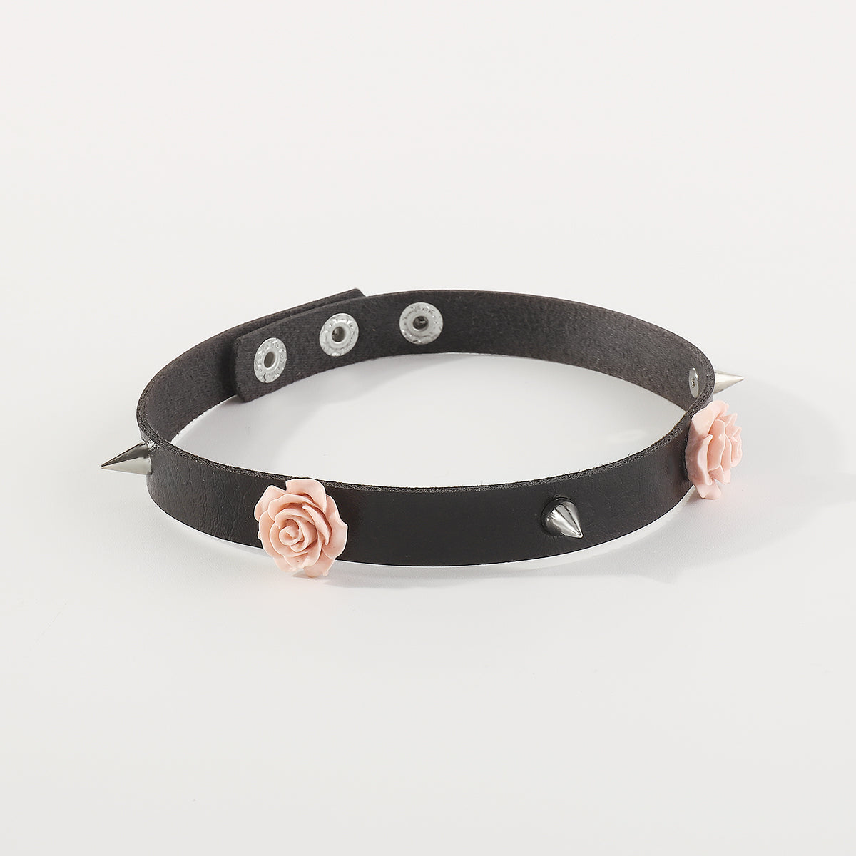 N11150 PU Leather With Resin Flower Choker Necklace
