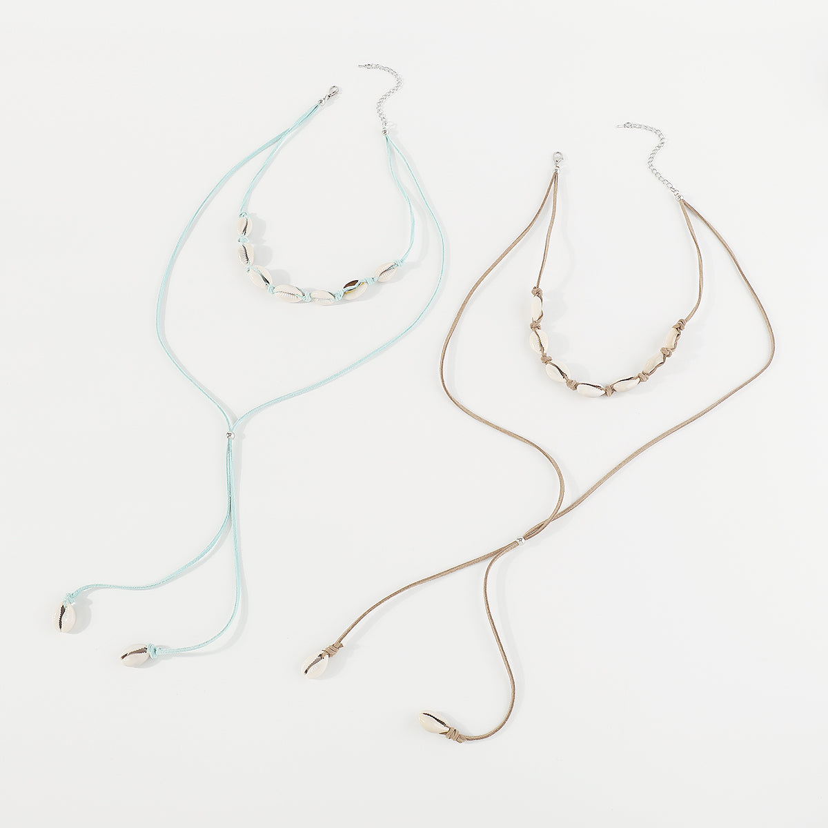 N11170 Boho Seashells Long Pendant Adjustable Necklace