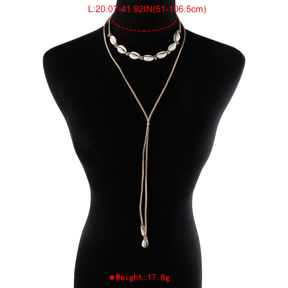 N11170 Boho Seashells Long Pendant Adjustable Necklace