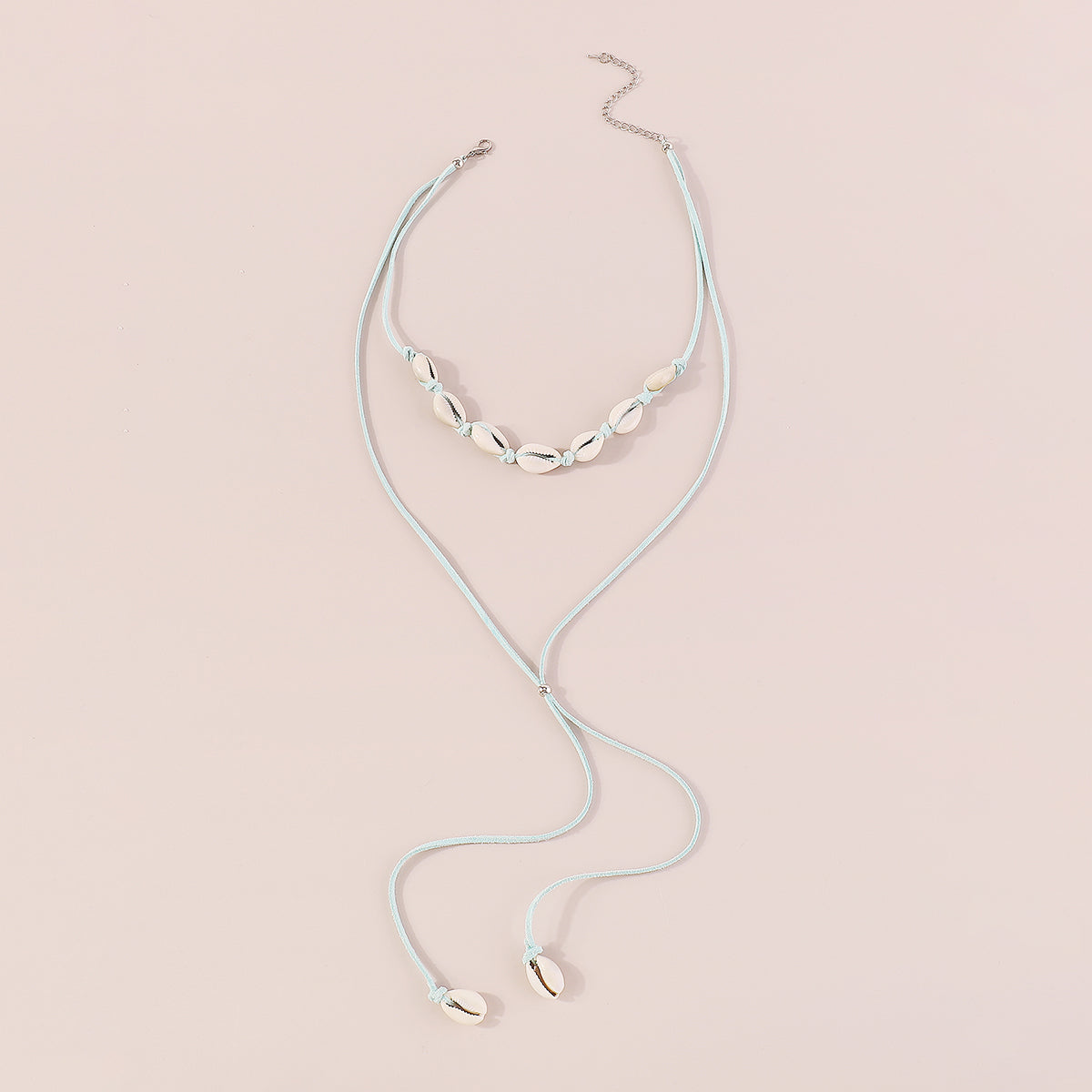 N11170 Boho Seashells Long Pendant Adjustable Necklace