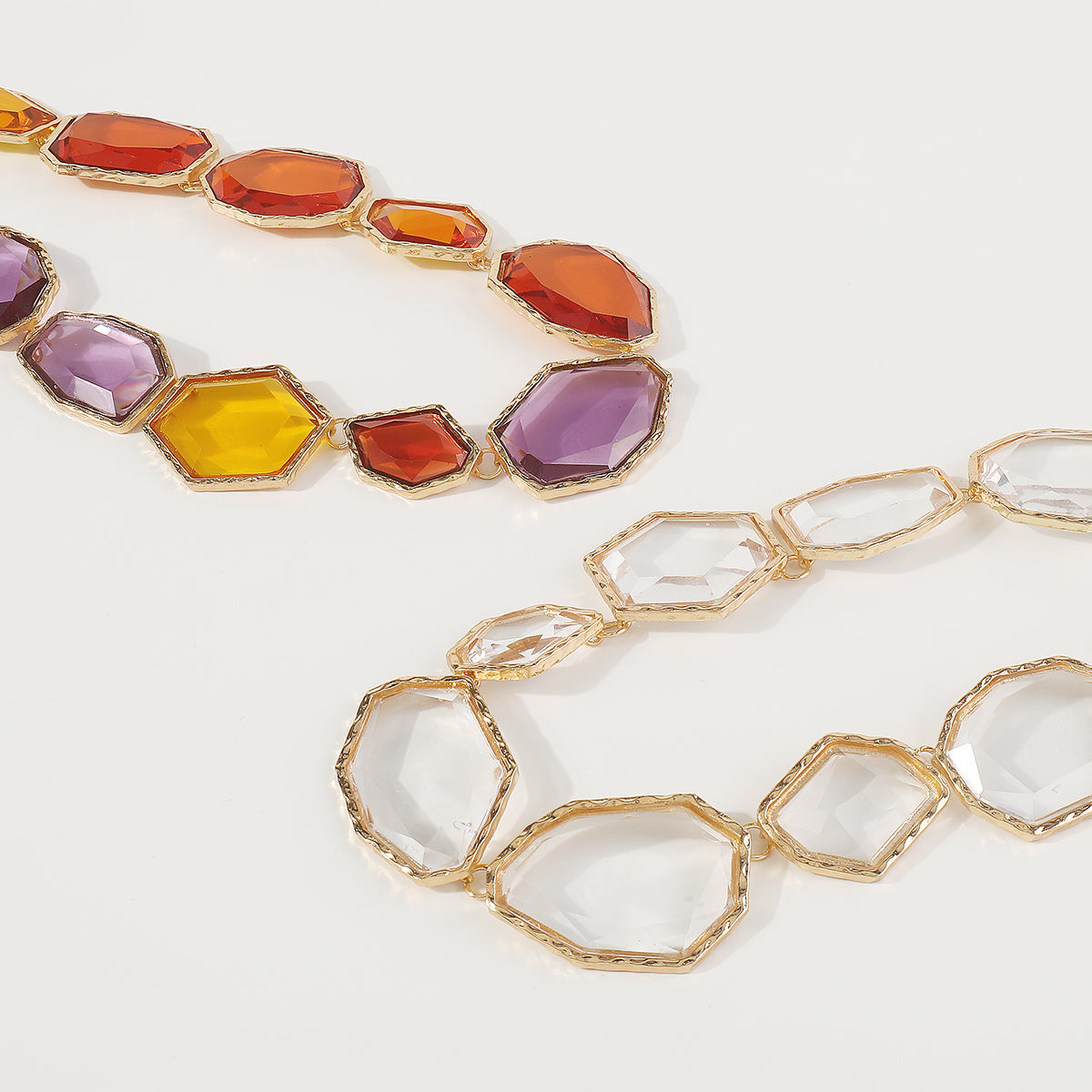 N11190 Geometric Clear Multicolor Resin Necklace