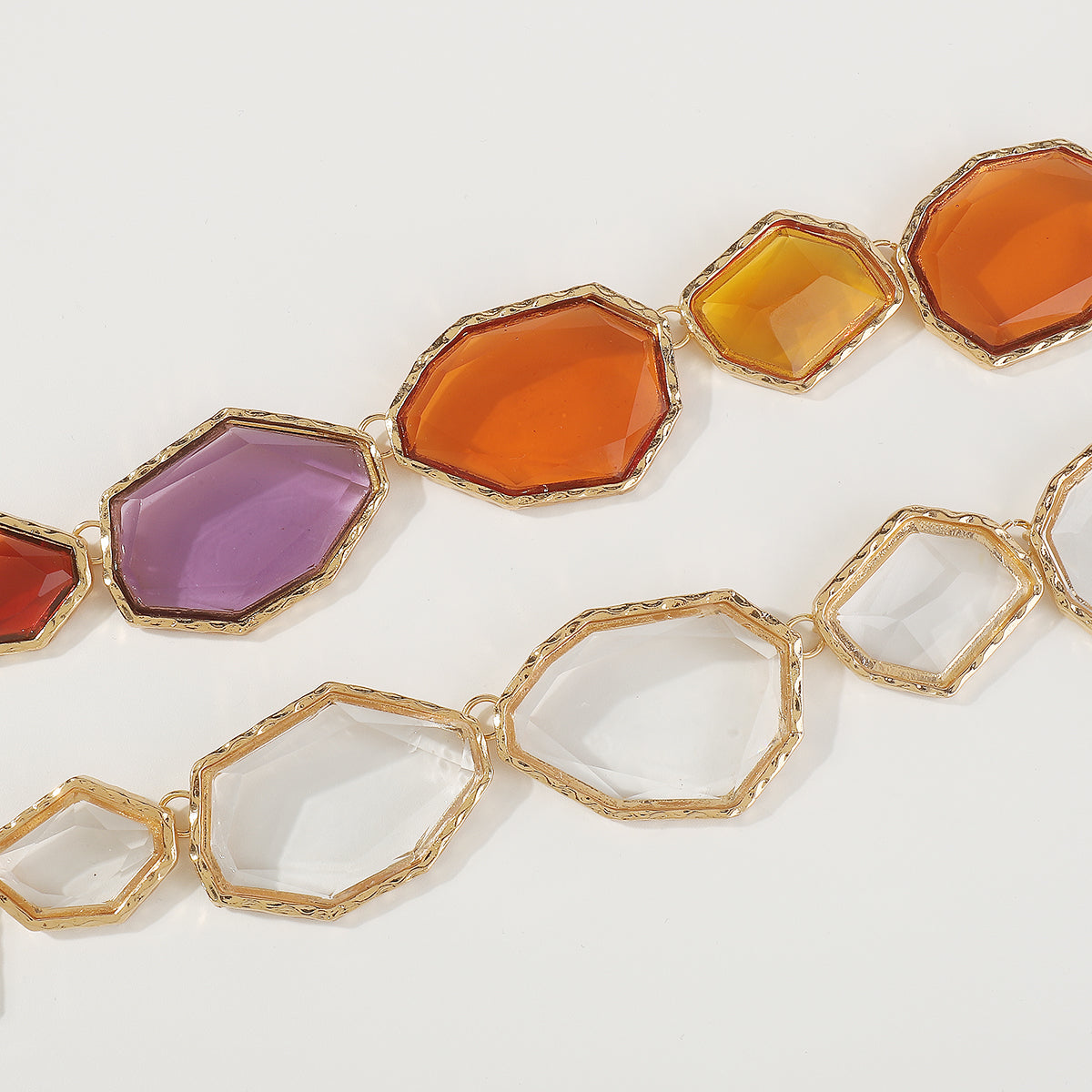 N11190 Geometric Clear Multicolor Resin Necklace