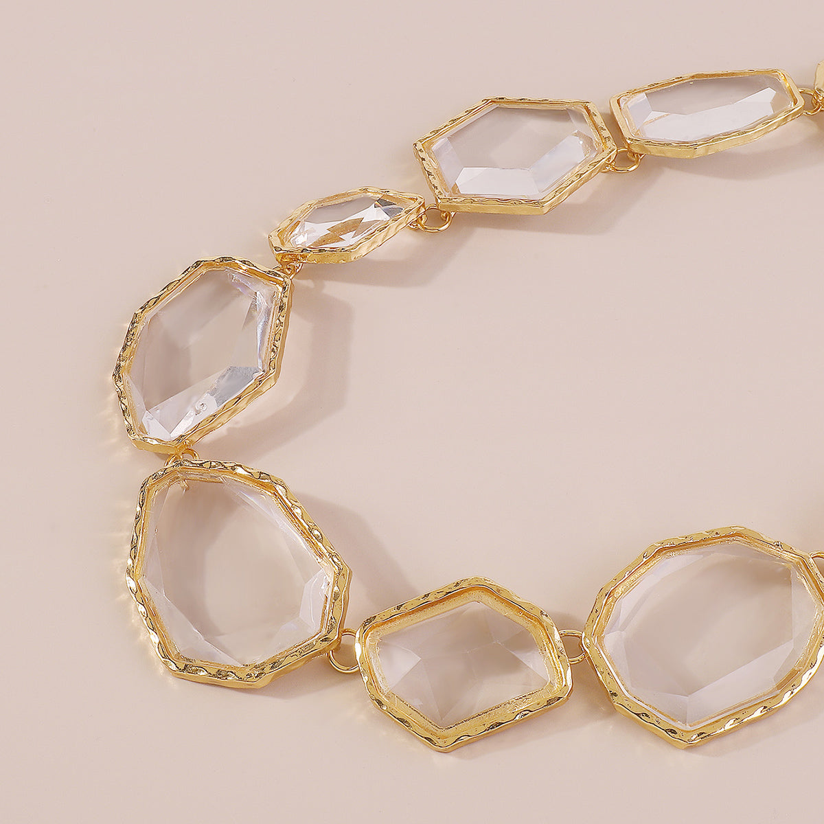 N11190 Geometric Clear Multicolor Resin Necklace