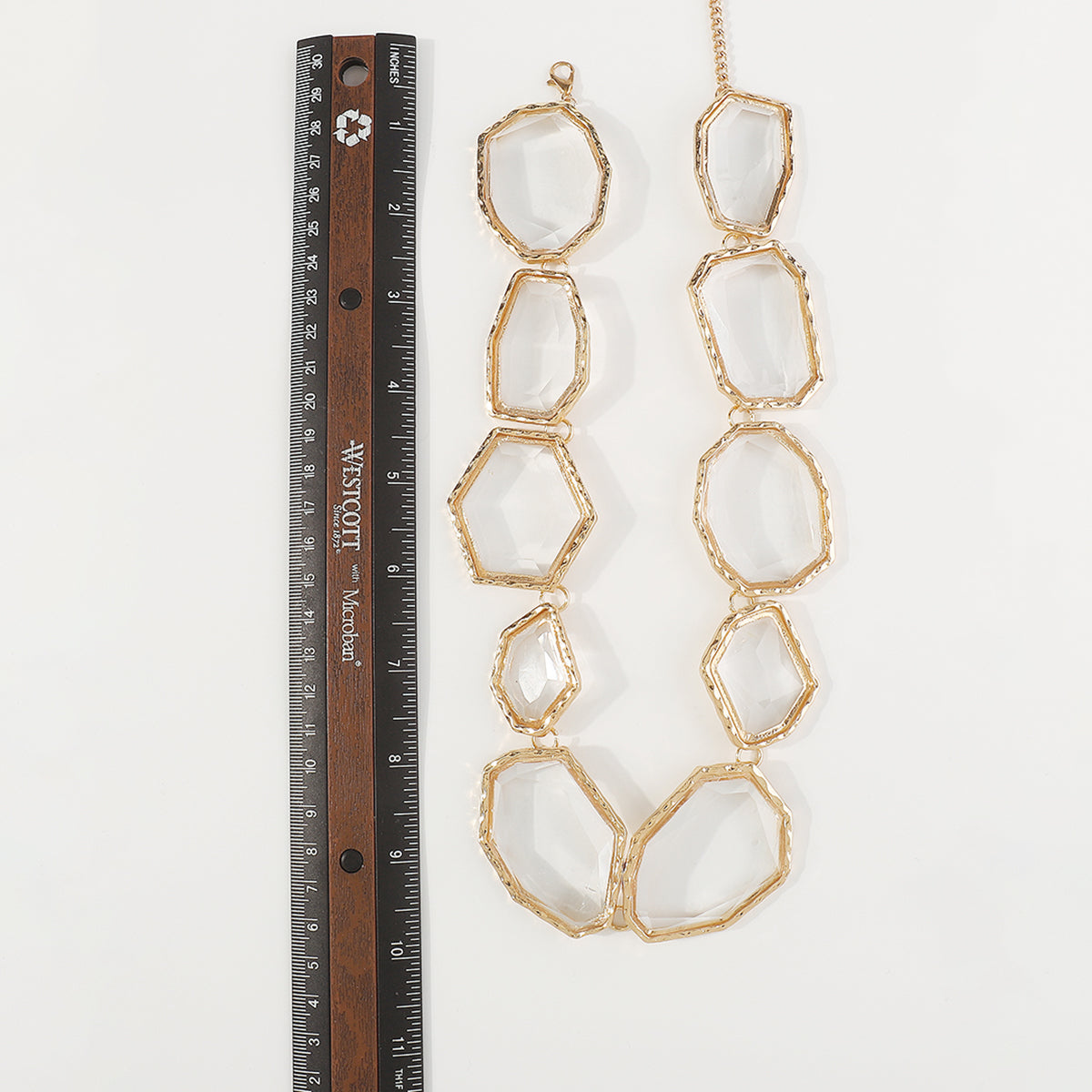 N11190 Geometric Clear Multicolor Resin Necklace