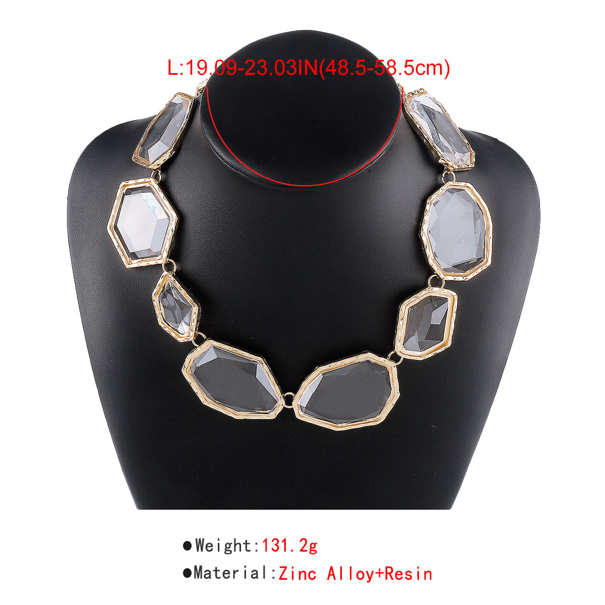 N11190 Geometric Clear Multicolor Resin Necklace