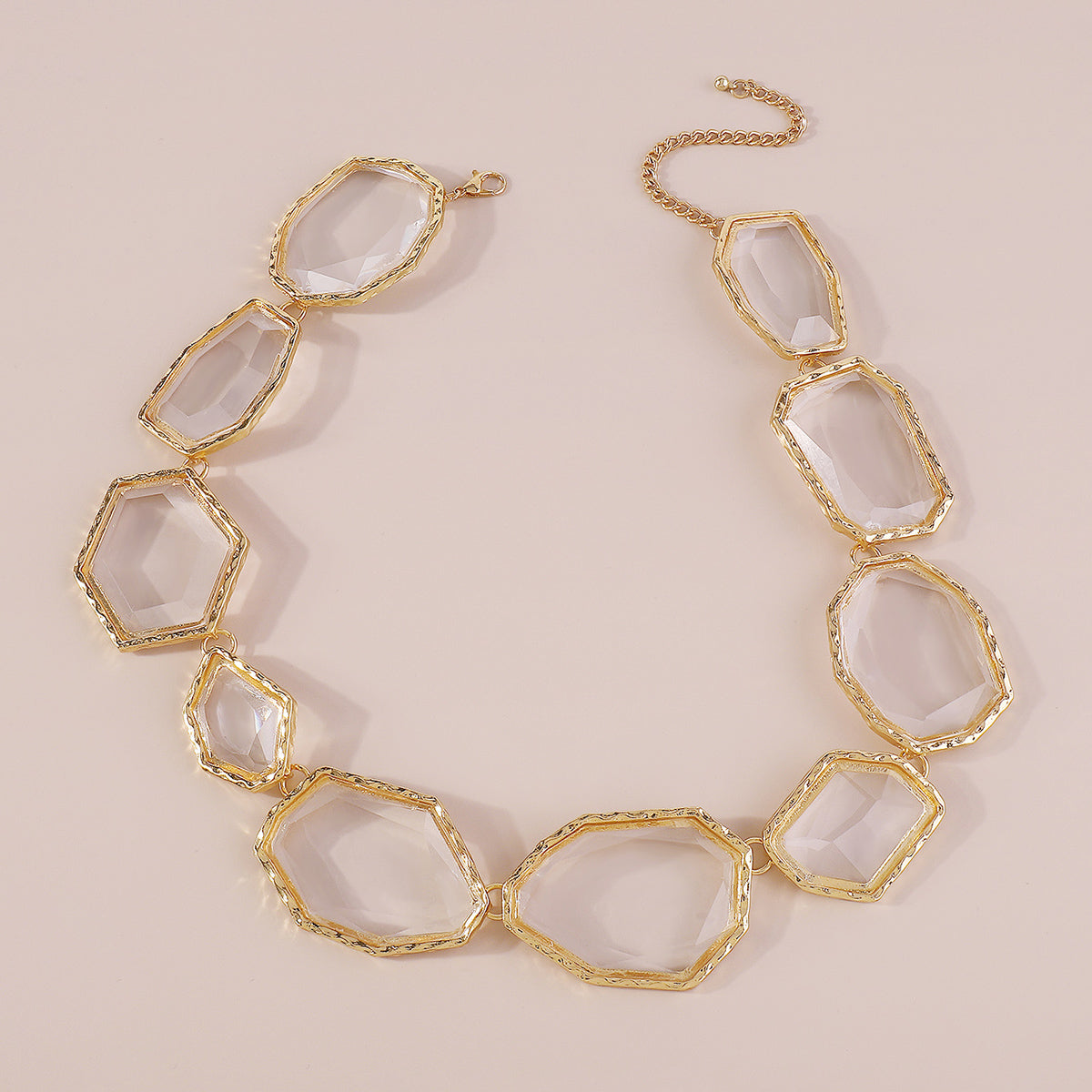 N11190 Geometric Clear Multicolor Resin Necklace
