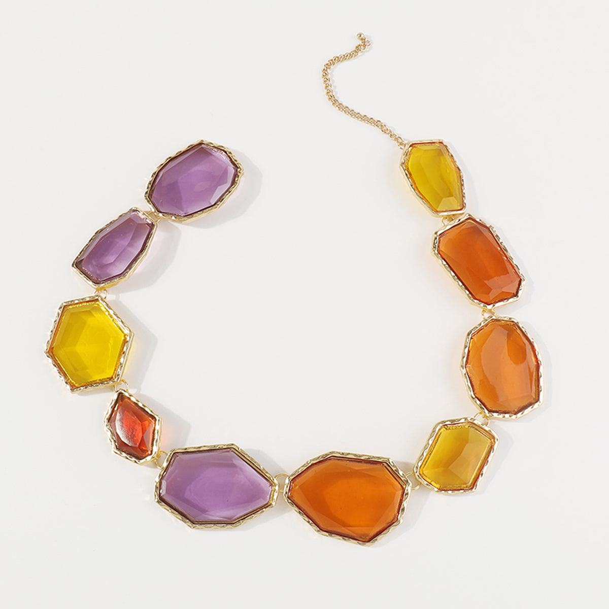 N11190 Geometric Clear Multicolor Resin Necklace
