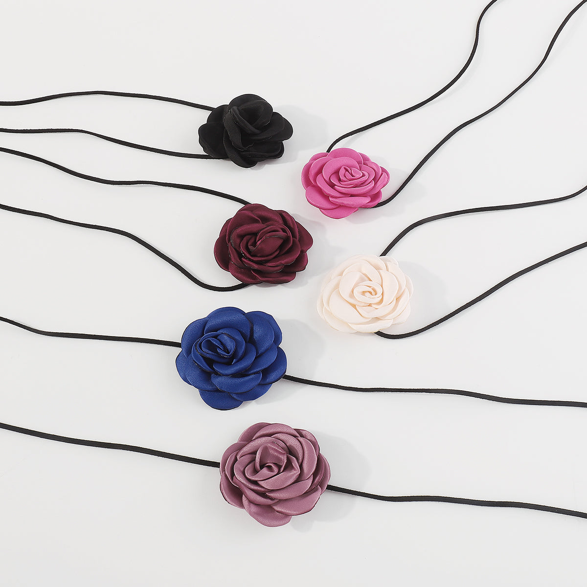 N11197 Romantic Rose Flower Choker Necklace Belt