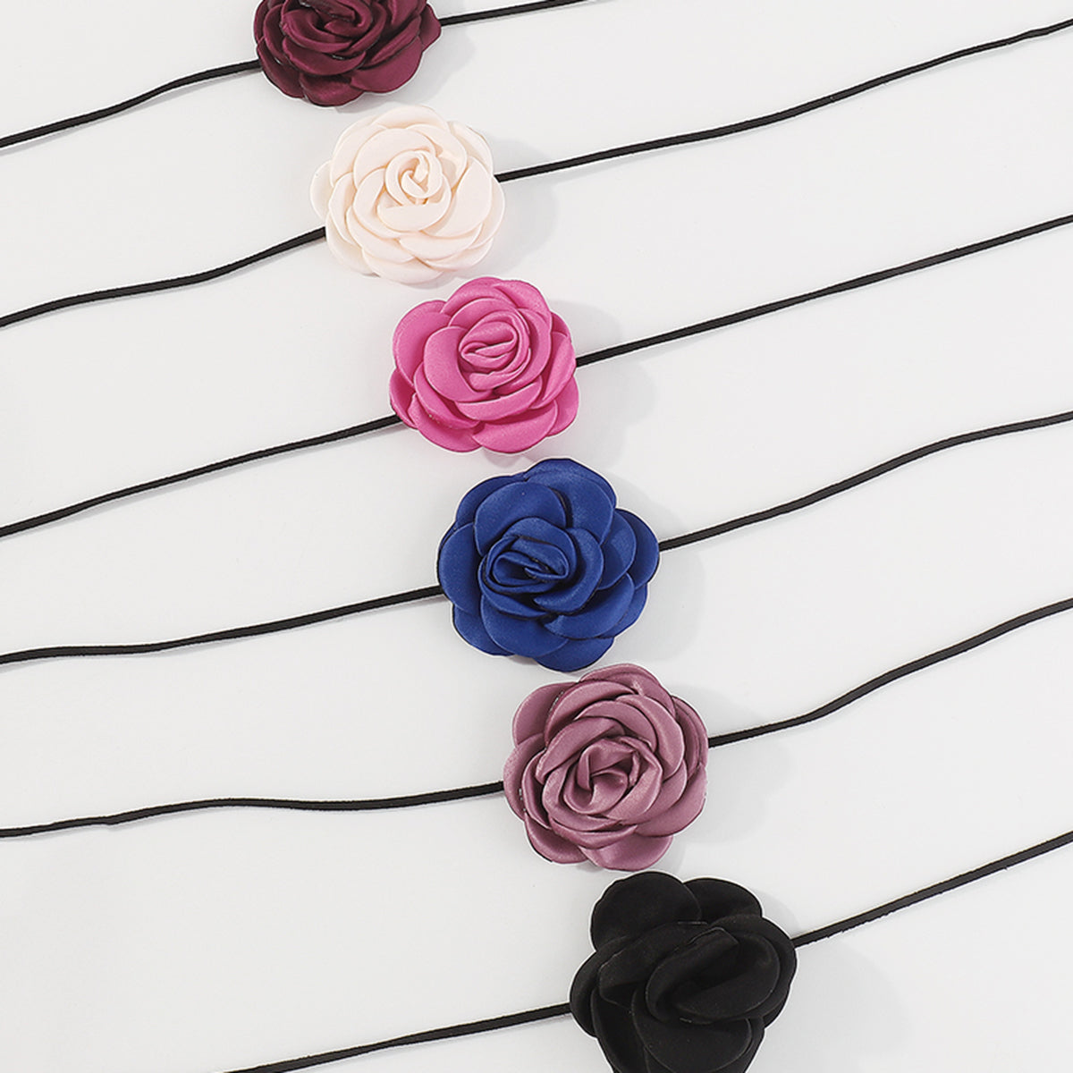 N11197 Romantic Rose Flower Choker Necklace Belt