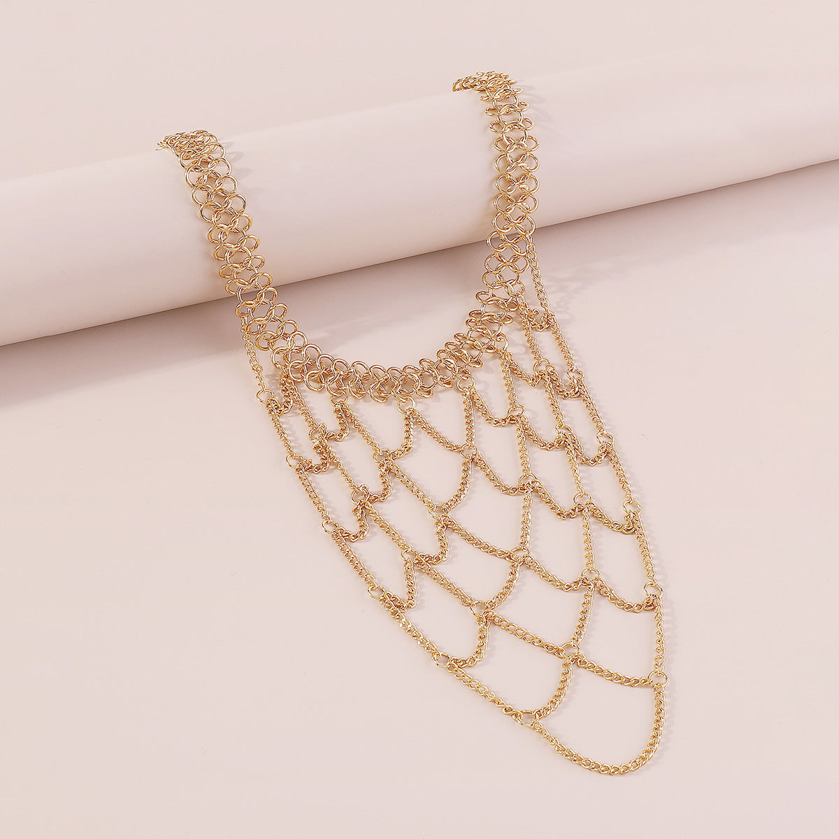 N11211 Metal Latticed Long Pendant Necklace