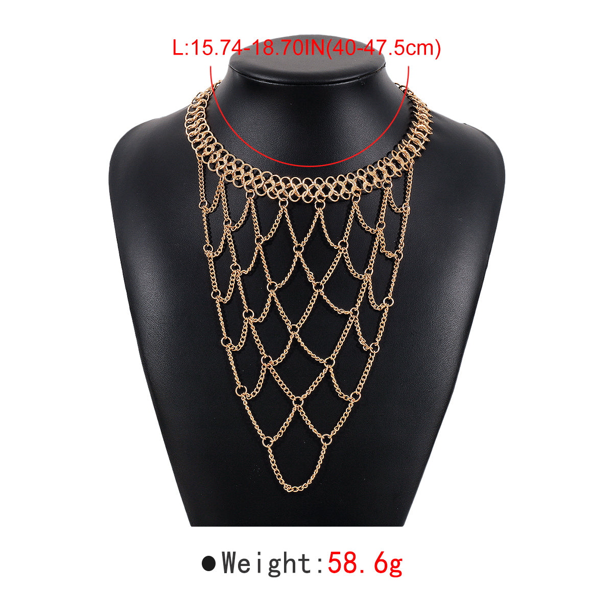 N11211 Metal Latticed Long Pendant Necklace
